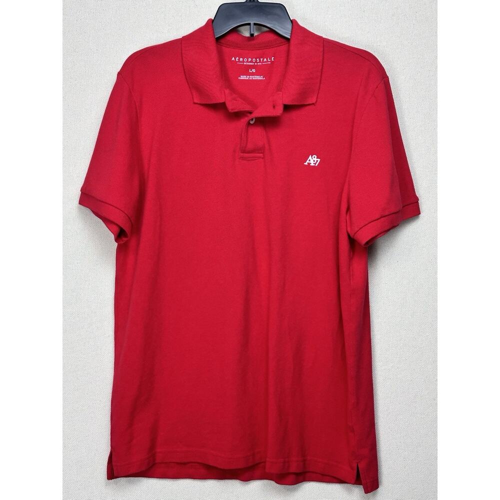 Aeropostale A87 Men’s Red 100% Cotton Short Sleeve Golf Polo Shirt‎ Size L